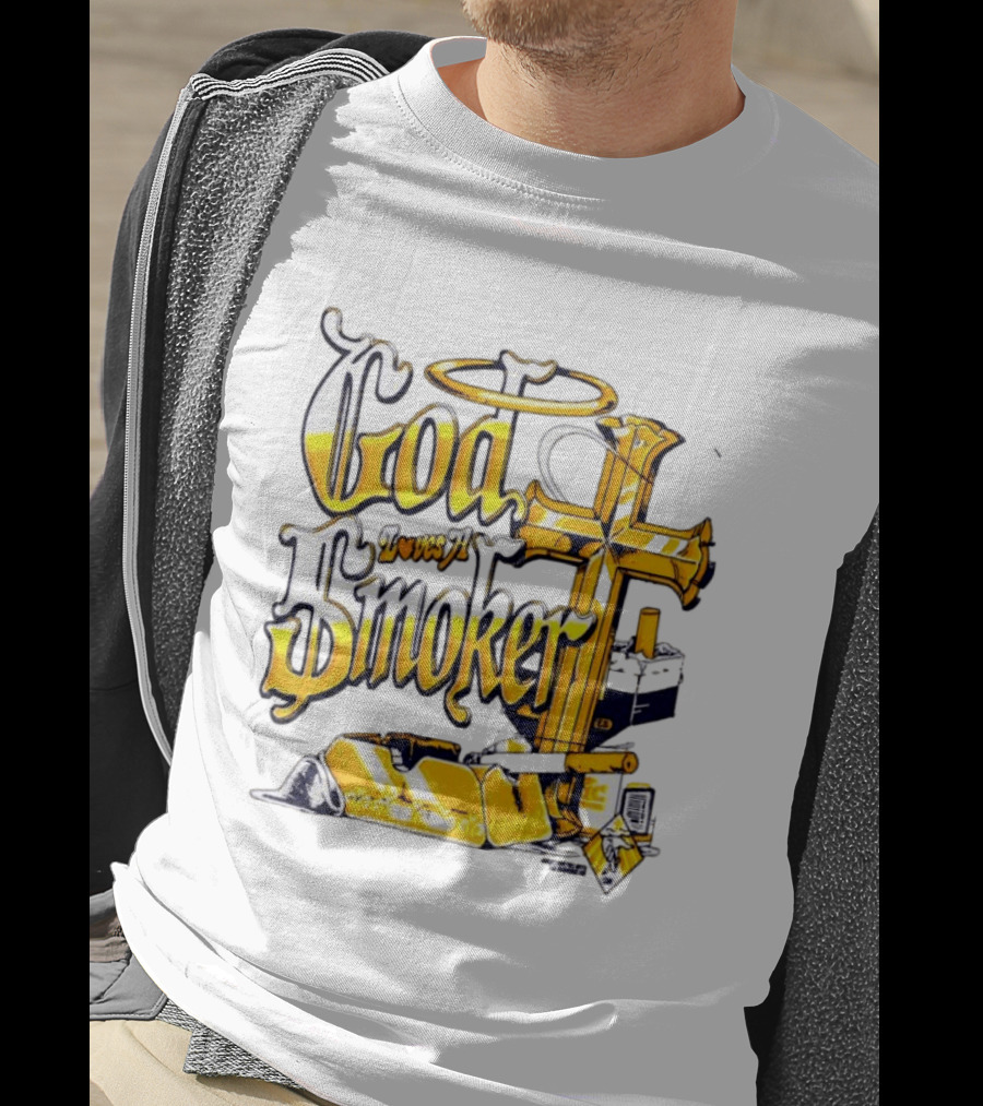 God Loves A Smoker Religious Faith Christian Cross Cigarette Ashtray T-Shirt