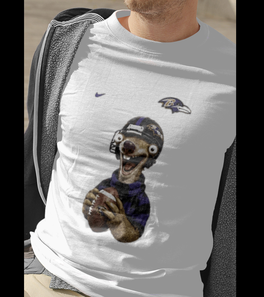 Sid The Sloth Baltimore Ravens Football Helmet And Ball Ravens Fan Gear T-Shirt