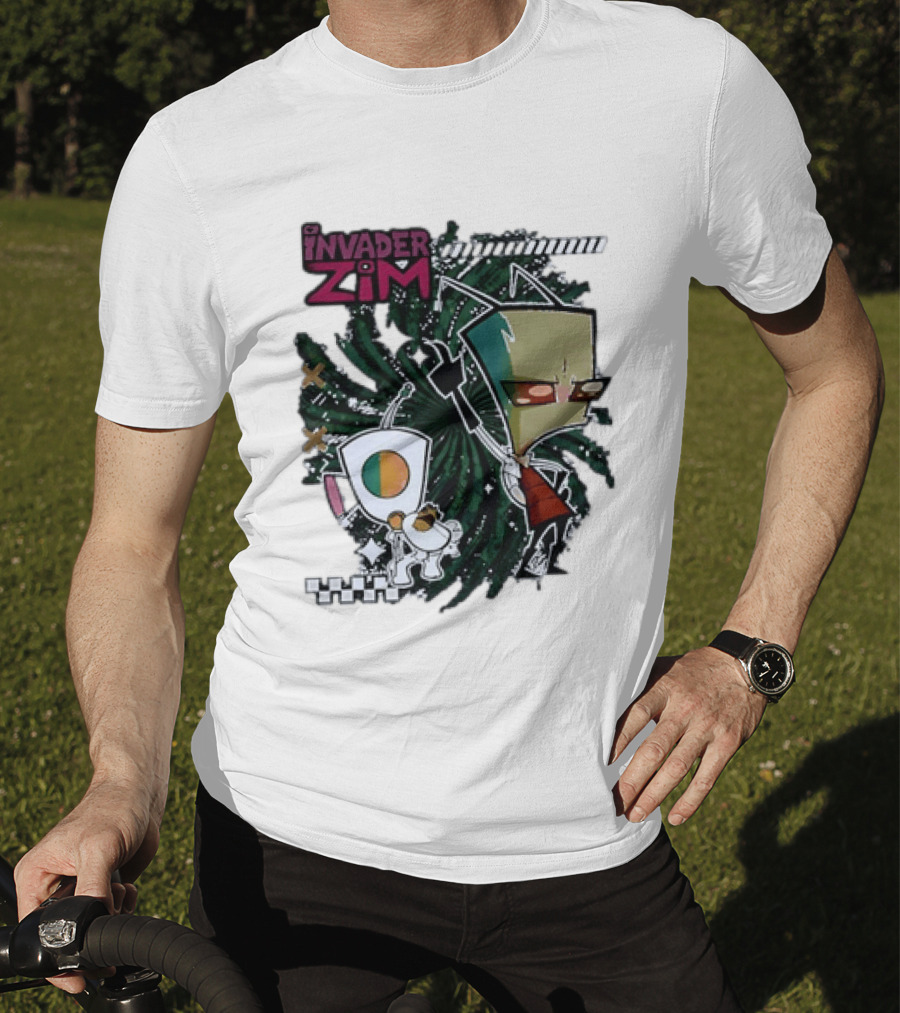 Invader Zim Gir With Zim Eating Taco Spiral T-Shirt