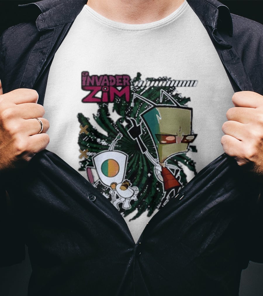 Invader Zim Gir With Zim Eating Taco Spiral T-Shirt