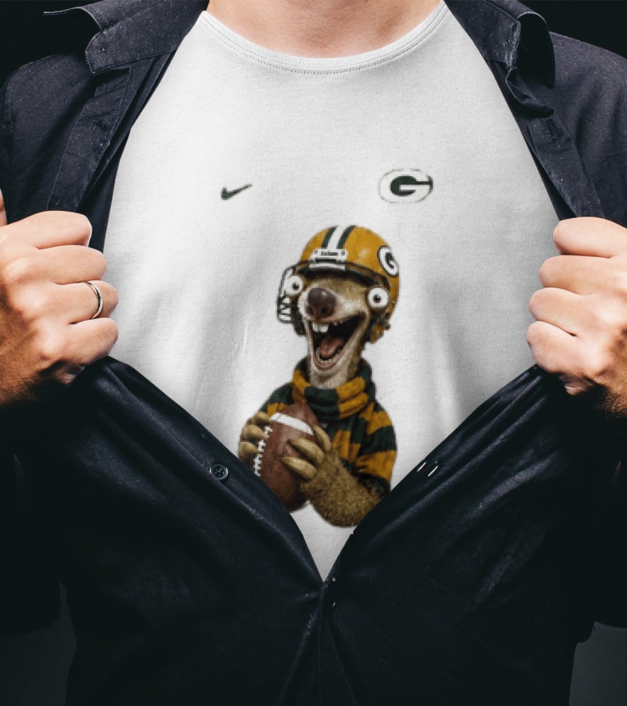 Sid The Sloth Green Bay Packers Football Helmet Fan Gear T-Shirt