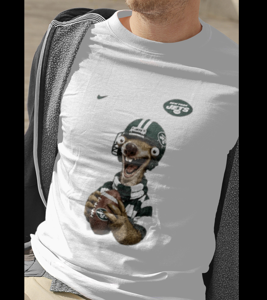 Sid The Sloth New York Jets Football Helmet Scarf And Ball T-Shirt