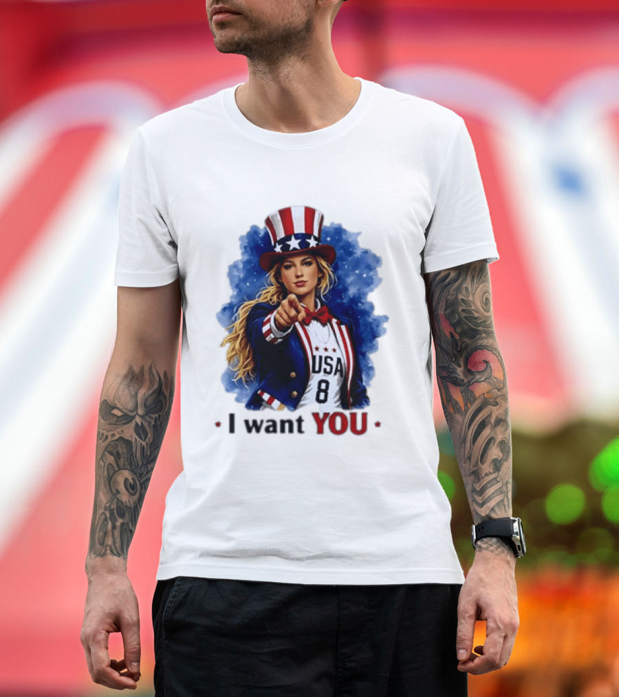 Uncle Sam Blonde Woman I Want You USA 8 Patriotic T-Shirt