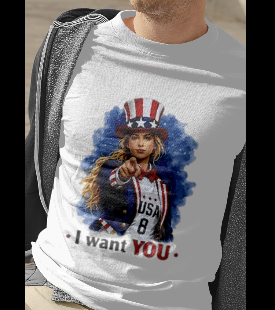 Uncle Sam Blonde Woman I Want You USA 8 Patriotic T-Shirt