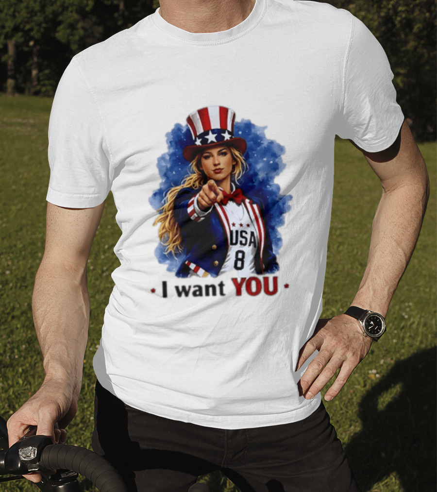 Uncle Sam Blonde Woman I Want You USA 8 Patriotic T-Shirt