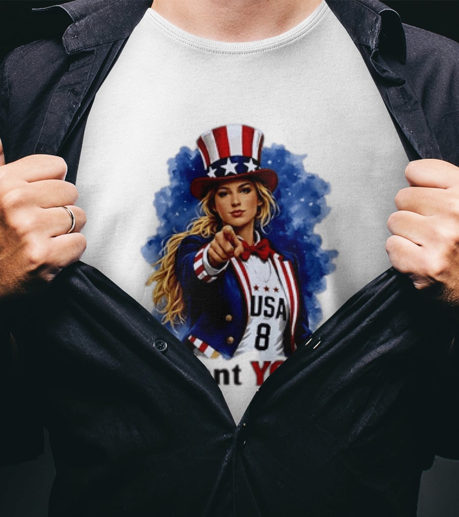 Uncle Sam Blonde Woman I Want You USA 8 Patriotic T-Shirt