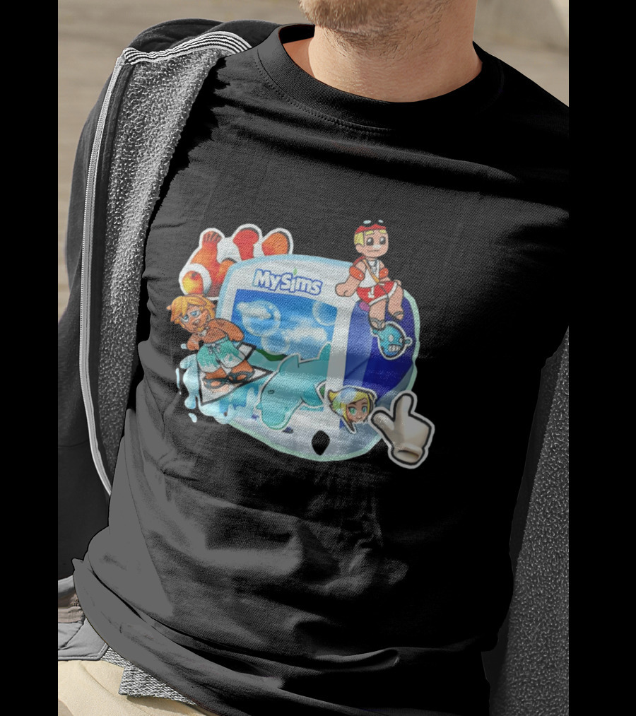 MySims Beach Adventure Clownfish Dolphin و Surfing Fun T-Shirt