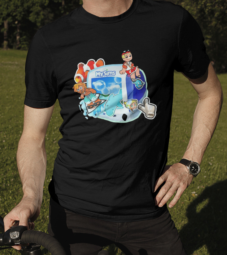 MySims Beach Adventure Clownfish Dolphin و Surfing Fun T-Shirt