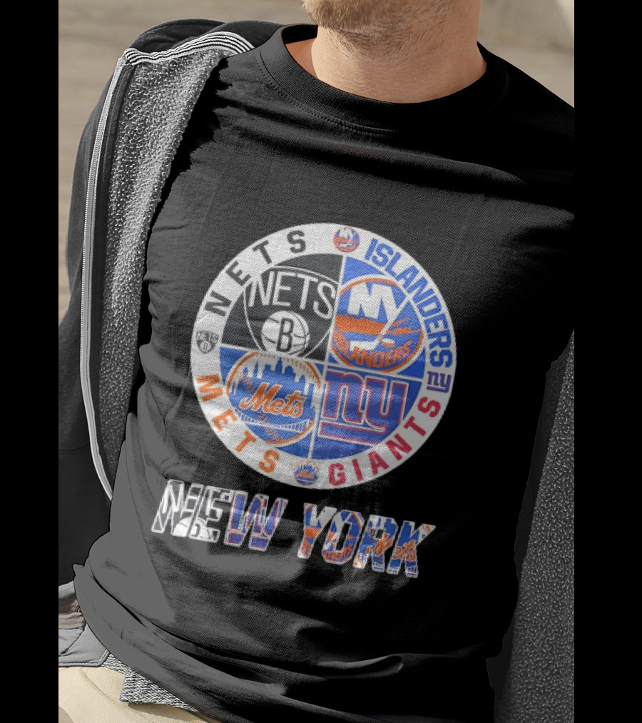 New York Mets Giants Islanders Nets Teams Logo Circle T-Shirt