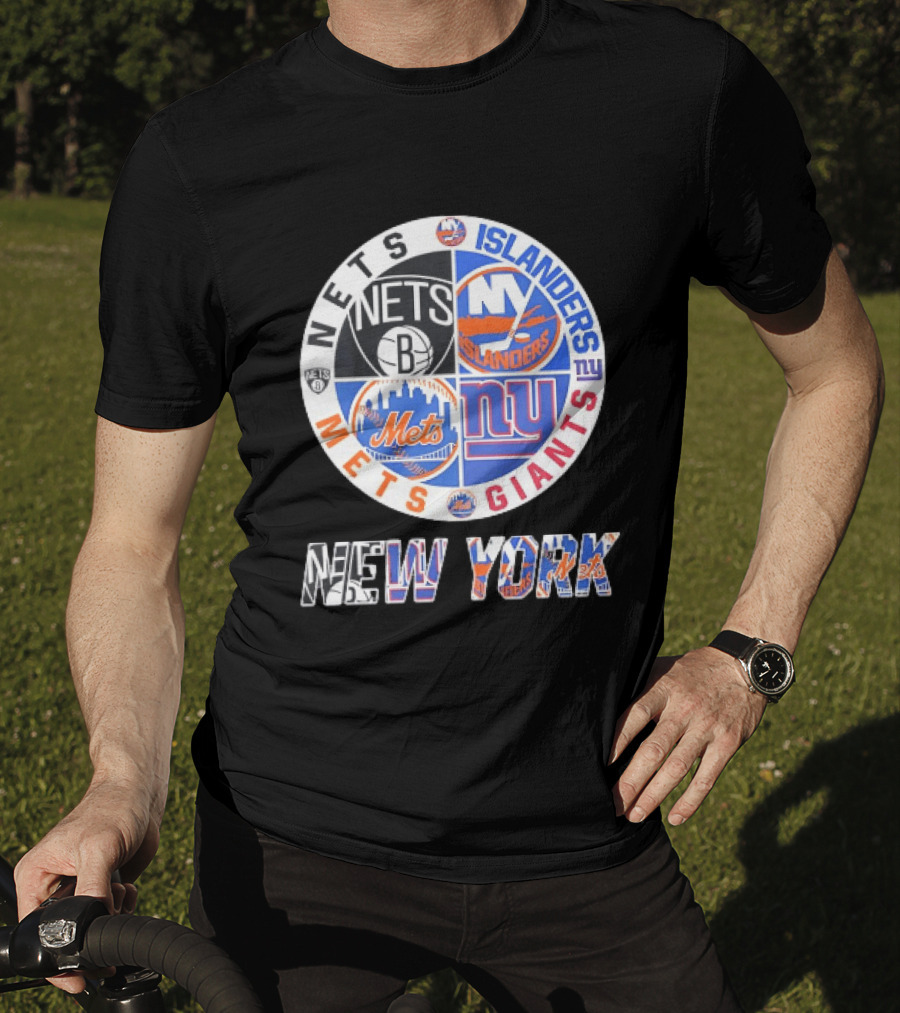 New York Mets Giants Islanders Nets Teams Logo Circle T-Shirt