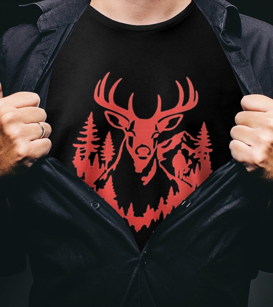 Mountain Forest Deer Outdoor Wilderness Hunter T-Shirt