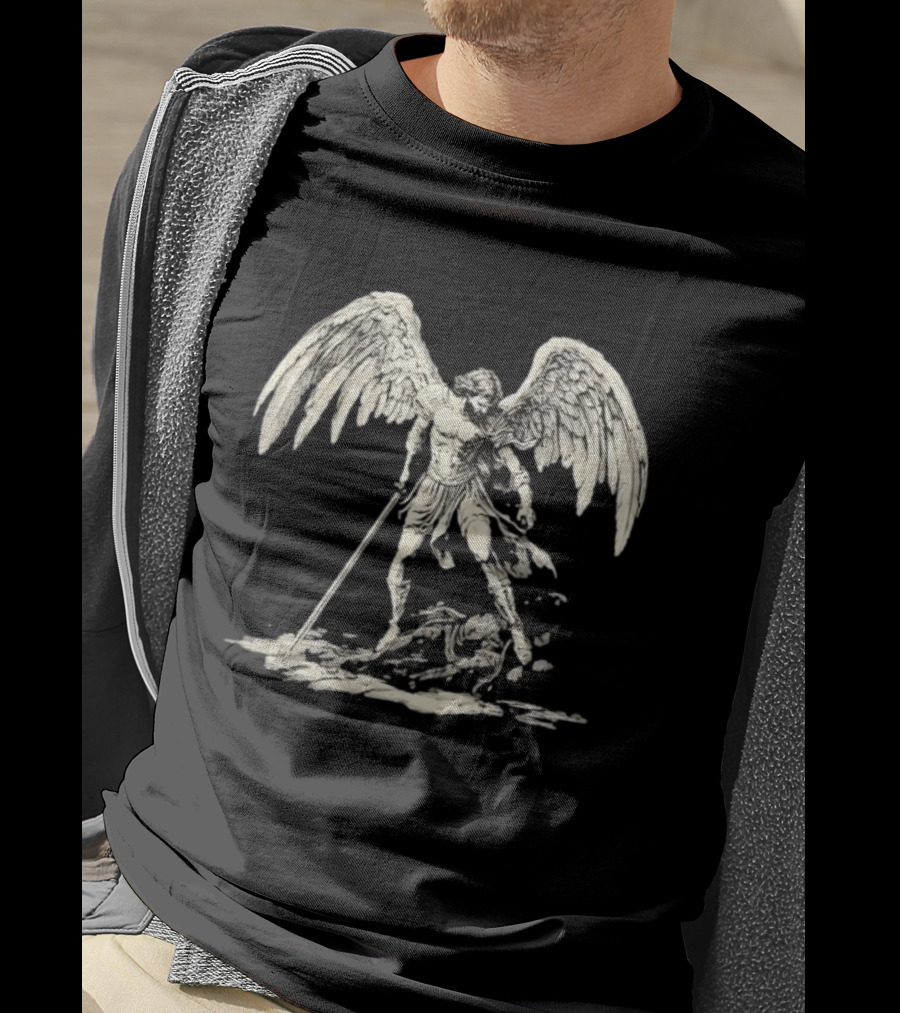 Saint Michael The Archangel Defeating Satan Biblical Christian Symbolism T-Shirt