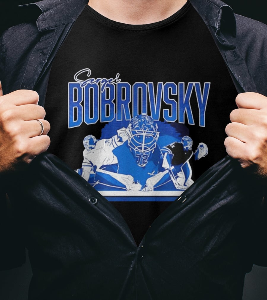 Sergei Bobrovsky Florida Panthers NHL Blue White Number 72 T-Shirt