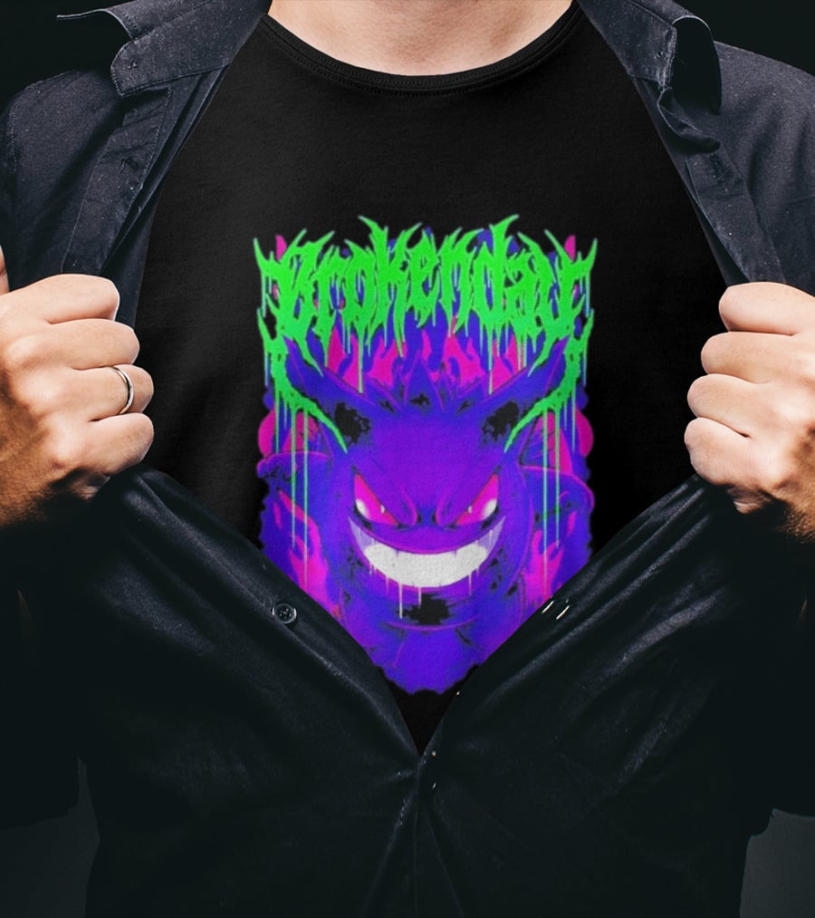 Brokenday Gengar Shadow Ball Bootleg Purple Neon T-Shirt