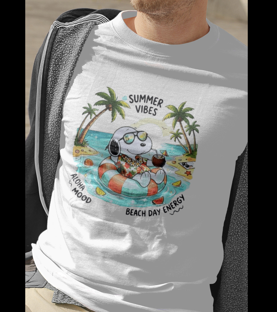 Summer Vibes Aloha Mood Beach Day Energy Snoopy Relaxing T-Shirt