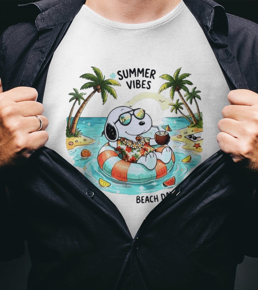 Summer Vibes Aloha Mood Beach Day Energy Snoopy Relaxing T-Shirt