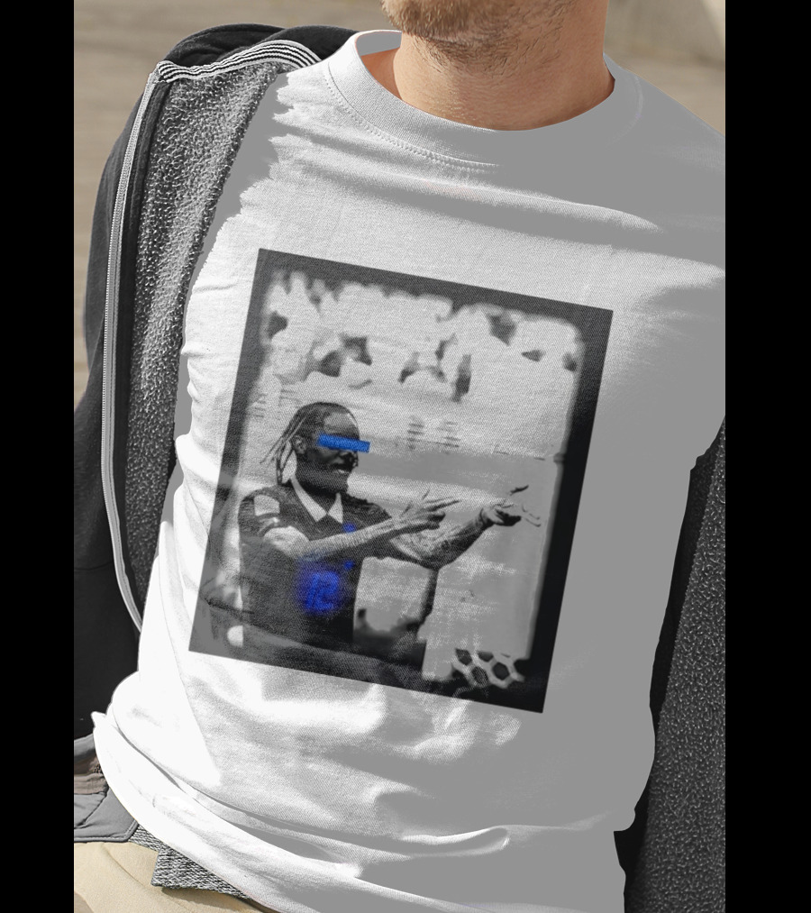 Bradley Barcola France Parasite Number 12 Footballer Blue Accents T-Shirt