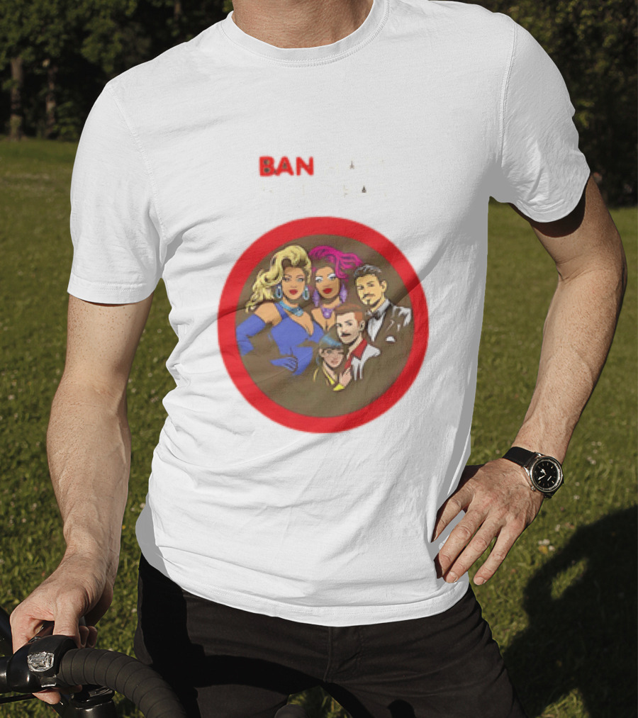 Ban Hate Not Drag Retro LGBTQ+ Inclusive Message T-Shirt