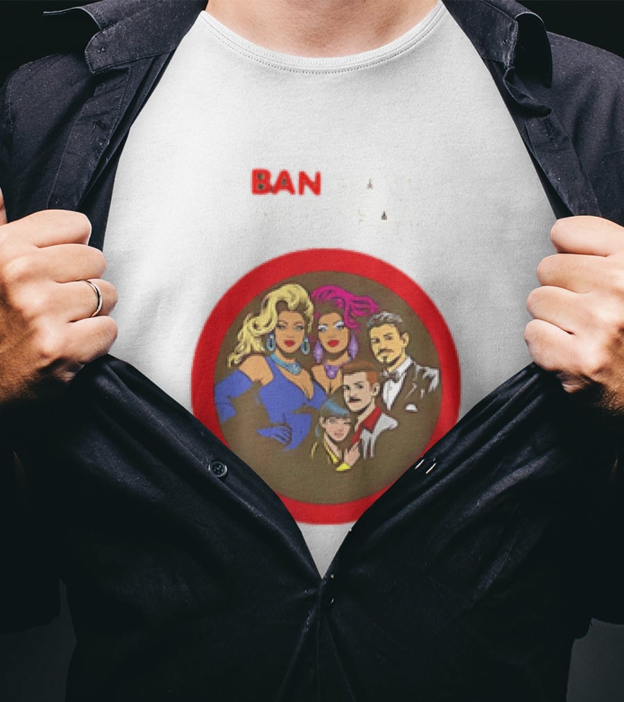 Ban Hate Not Drag Retro LGBTQ+ Inclusive Message T-Shirt