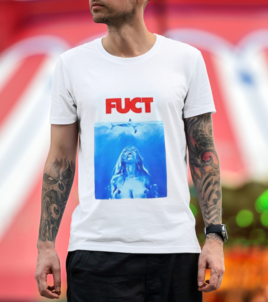 FUCT Jaws Ocean Shark Woman Swimming T-Shirt