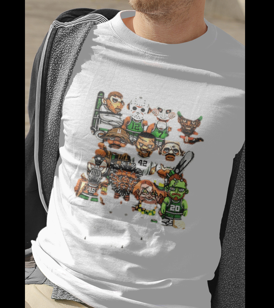 Nightmare Causeway Street Boston Celtics Horror Icons Mashup T-Shirt