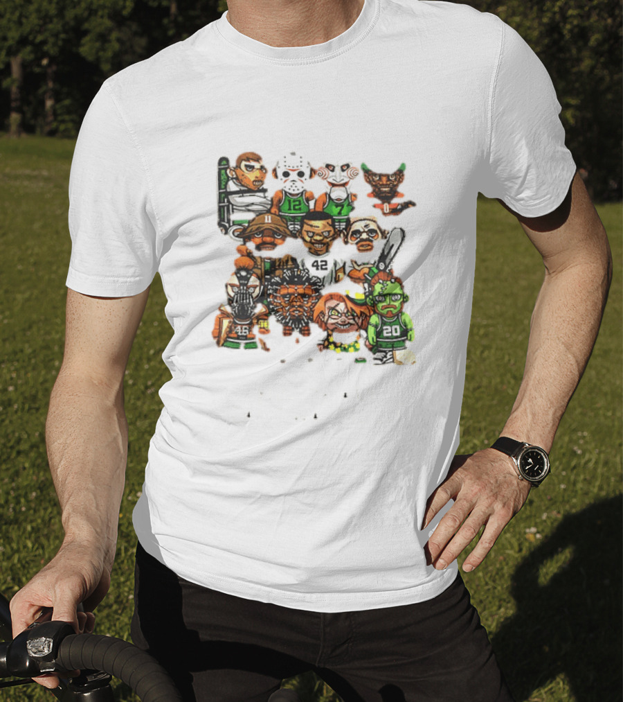 Nightmare Causeway Street Boston Celtics Horror Icons Mashup T-Shirt