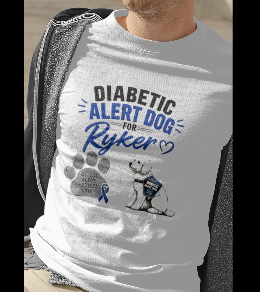 Diabetic Alert Dog Detect Protect Love Ribbon Ryker T-Shirt