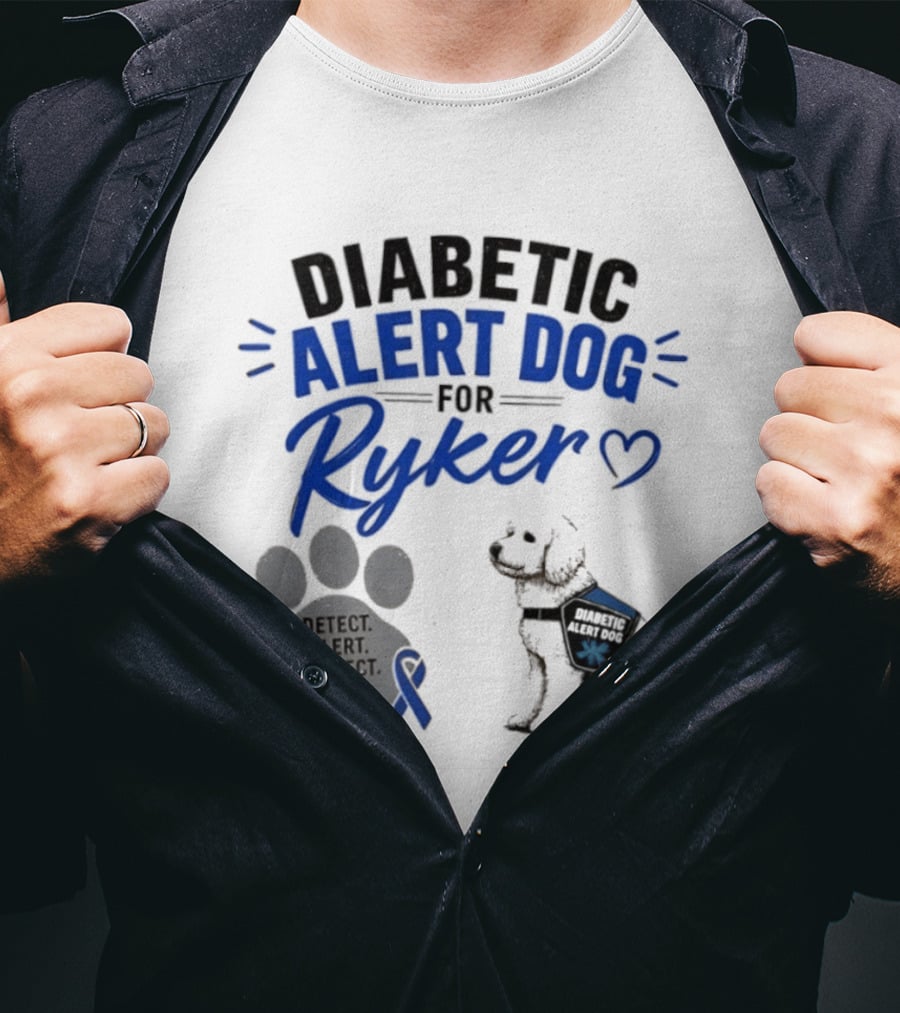 Diabetic Alert Dog Detect Protect Love Ribbon Ryker T-Shirt