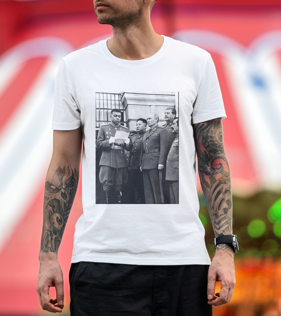 Kylian Mbappé In Historical Dictator Military Uniform Speech Photo T-Shirt