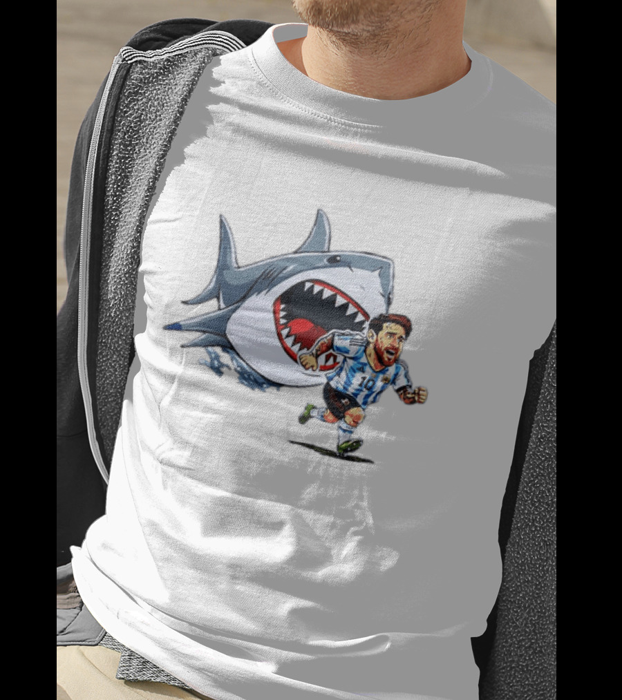 Lionel Messi Argentina Great White Shark Chase Soccer Star T-Shirt