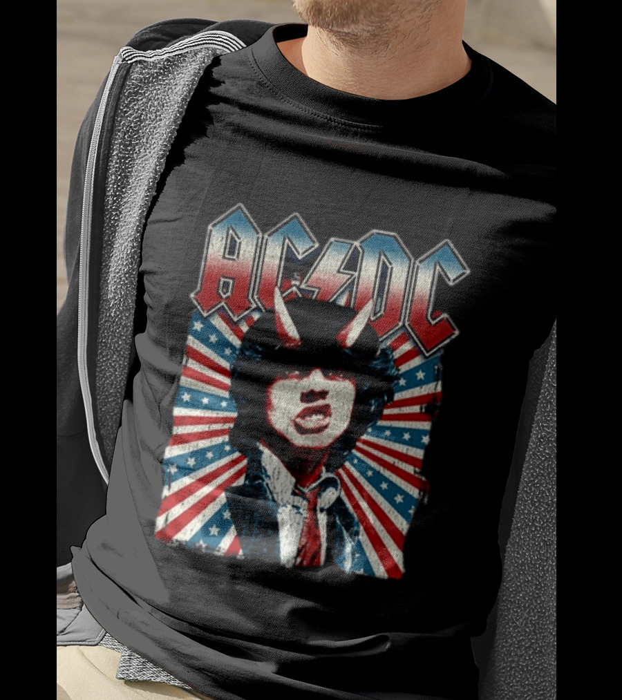 AC DC PWR Up Tour 2026 North America Highway To Hell USA Red White Blue Stripes T-Shirt