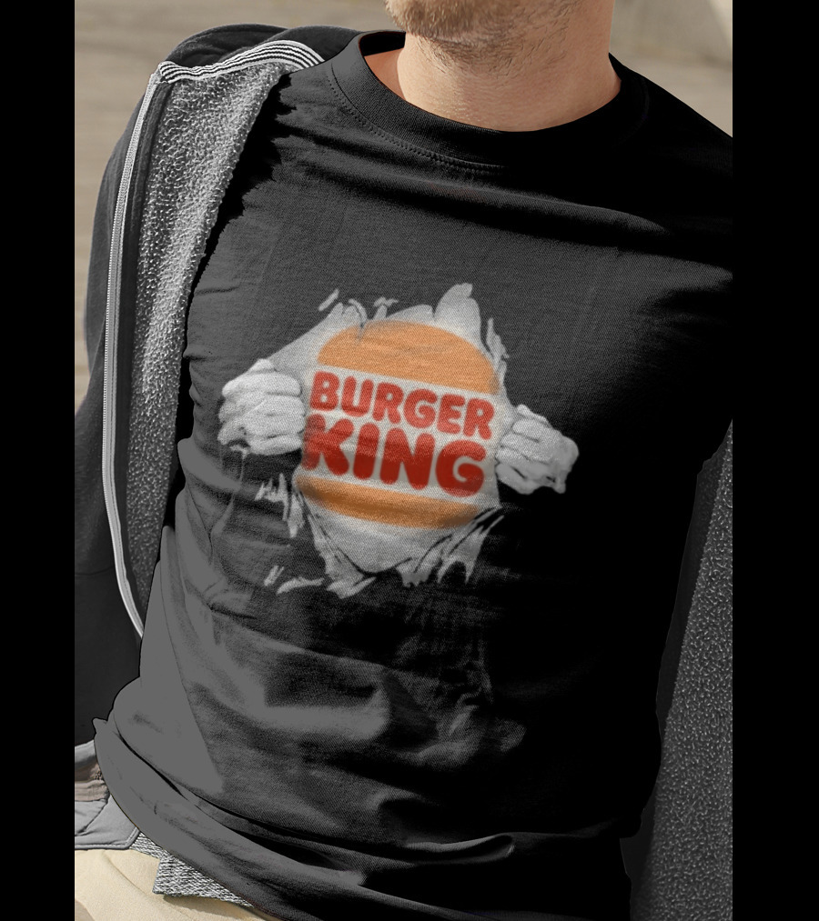 Burger King Ripped Chest Superhero Torn Employee T-Shirt
