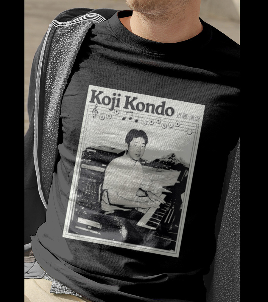 Koji Kondo Iconic Music Composer With Musical Notes And Piano Mastery T-Shirt