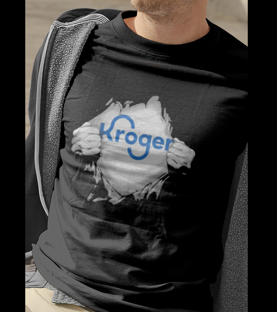 Kroger Ripped Chest Superhero Torn Employee T-Shirt