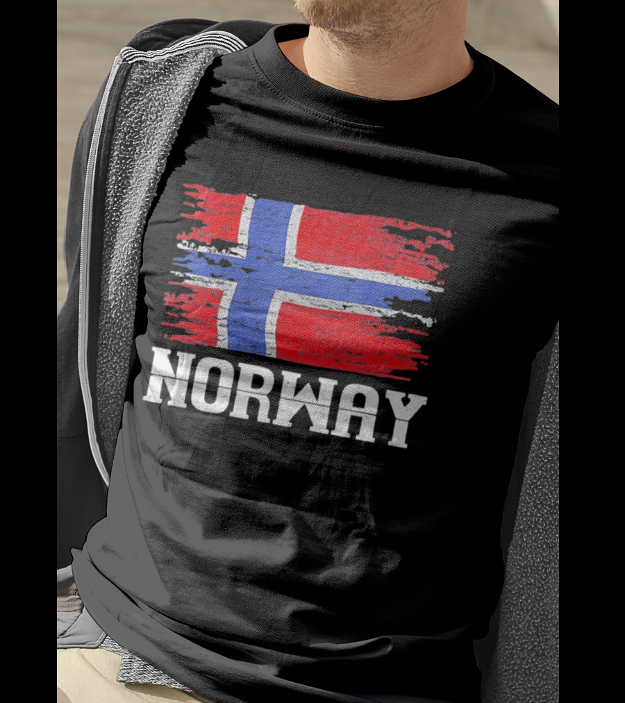 Norway Distressed Nordic Heritage Grunge Aesthetic Flag T-Shirt