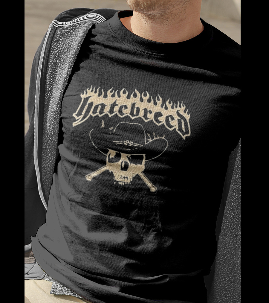 Hatebreed Skull Cowboy Hat Bones Summer Slaughter Tour 2026 Emo's Austin TX July 11 2026 T-Shirt