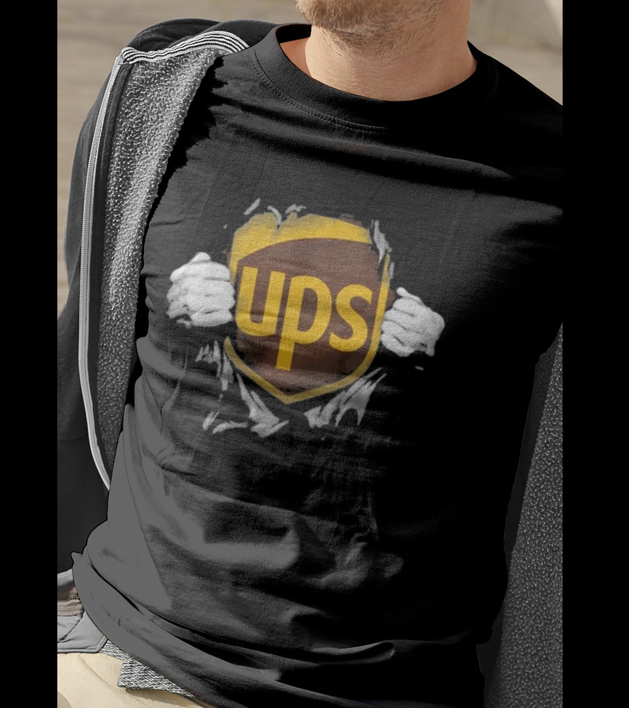 UPS Ripped Chest Superhero Torn Employee T-Shirt