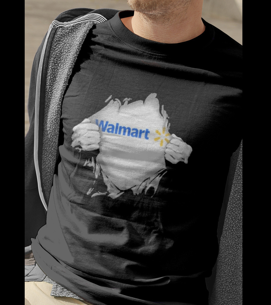 Walmart Ripped Chest Superhero Torn Employee T-Shirt