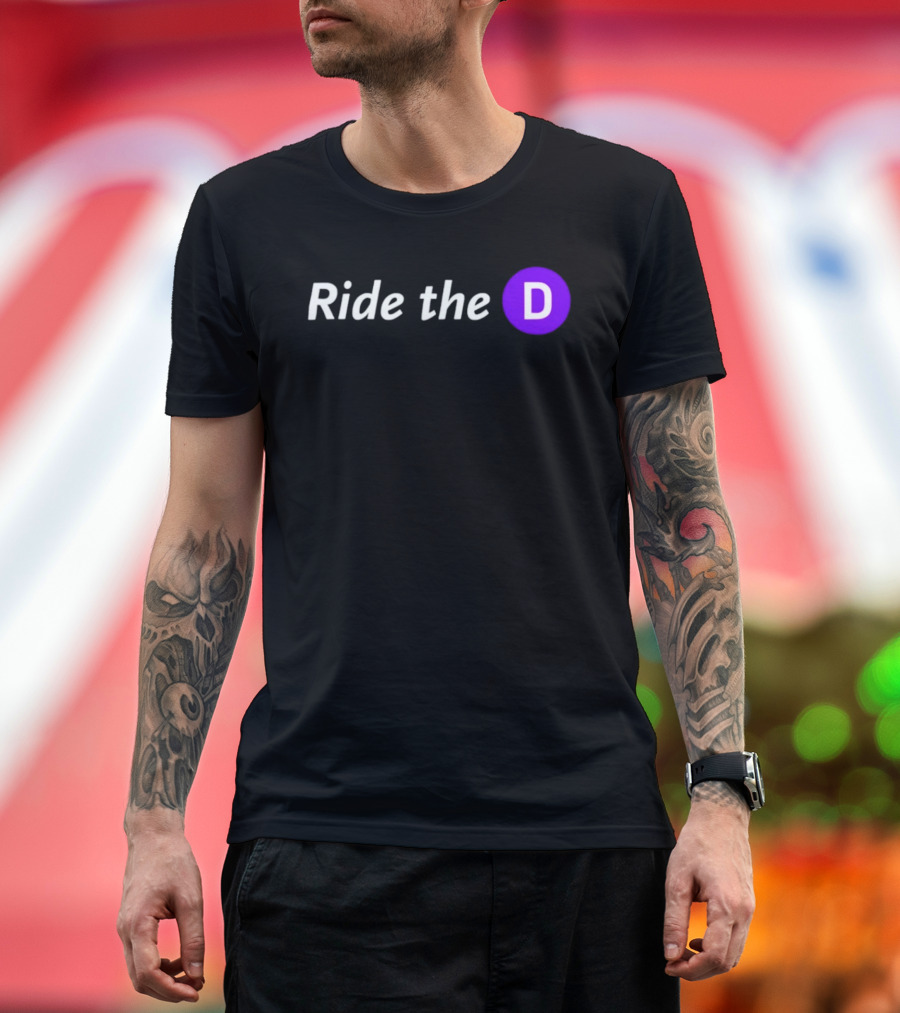 Ride The D Text With Purple Circle Letter D T-Shirt
