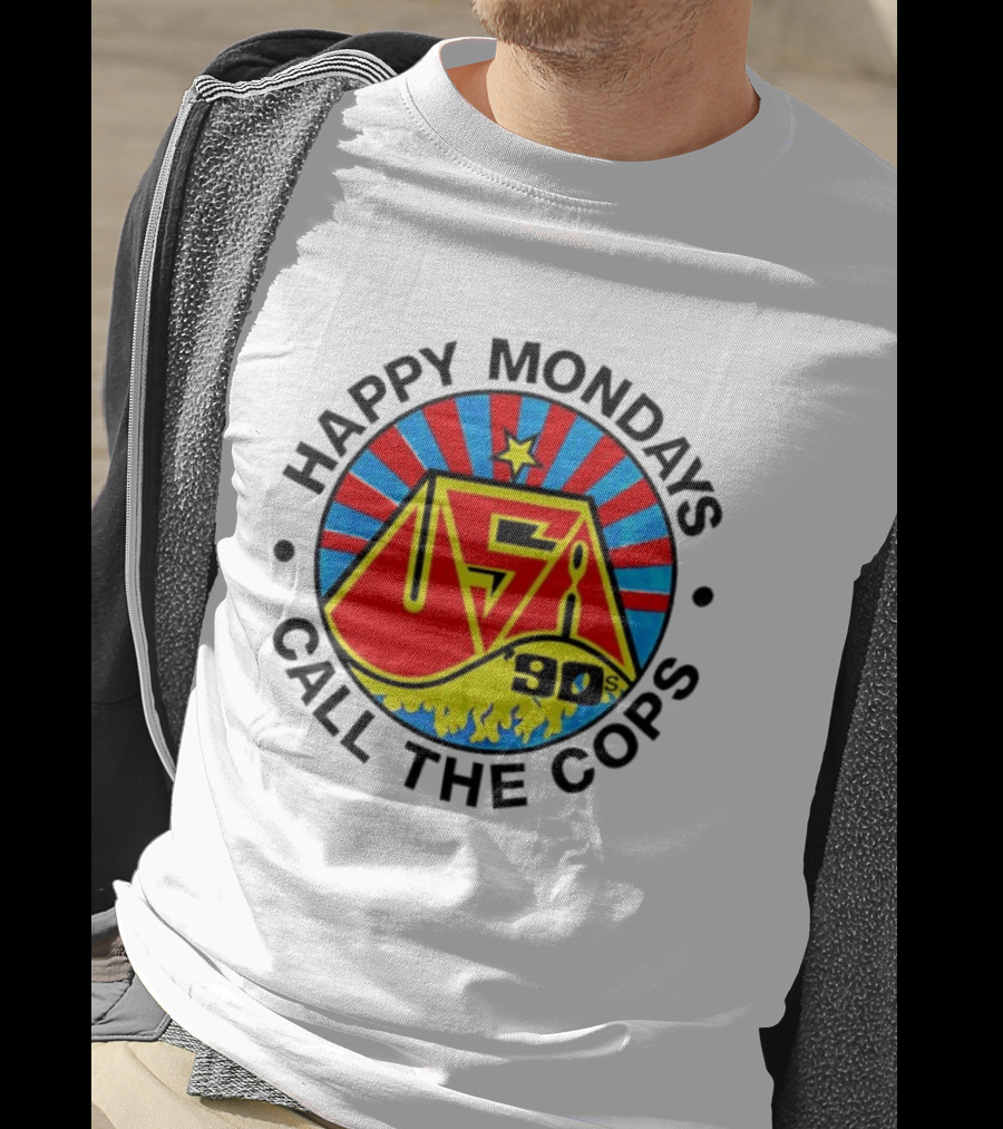 Happy Mondays USA 90s Call The Cops Band Music Manchester England Rock T-Shirt