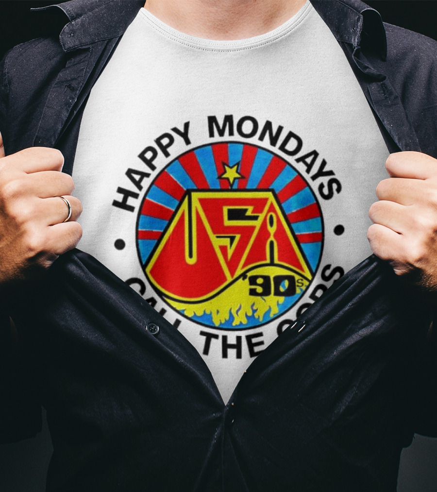 Happy Mondays USA 90s Call The Cops Band Music Manchester England Rock T-Shirt