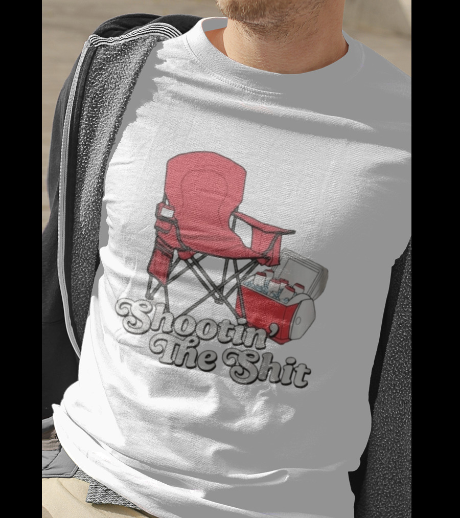 Shootin' The Shit Red Chair And Cooler BBQ Vibes T-Shirt