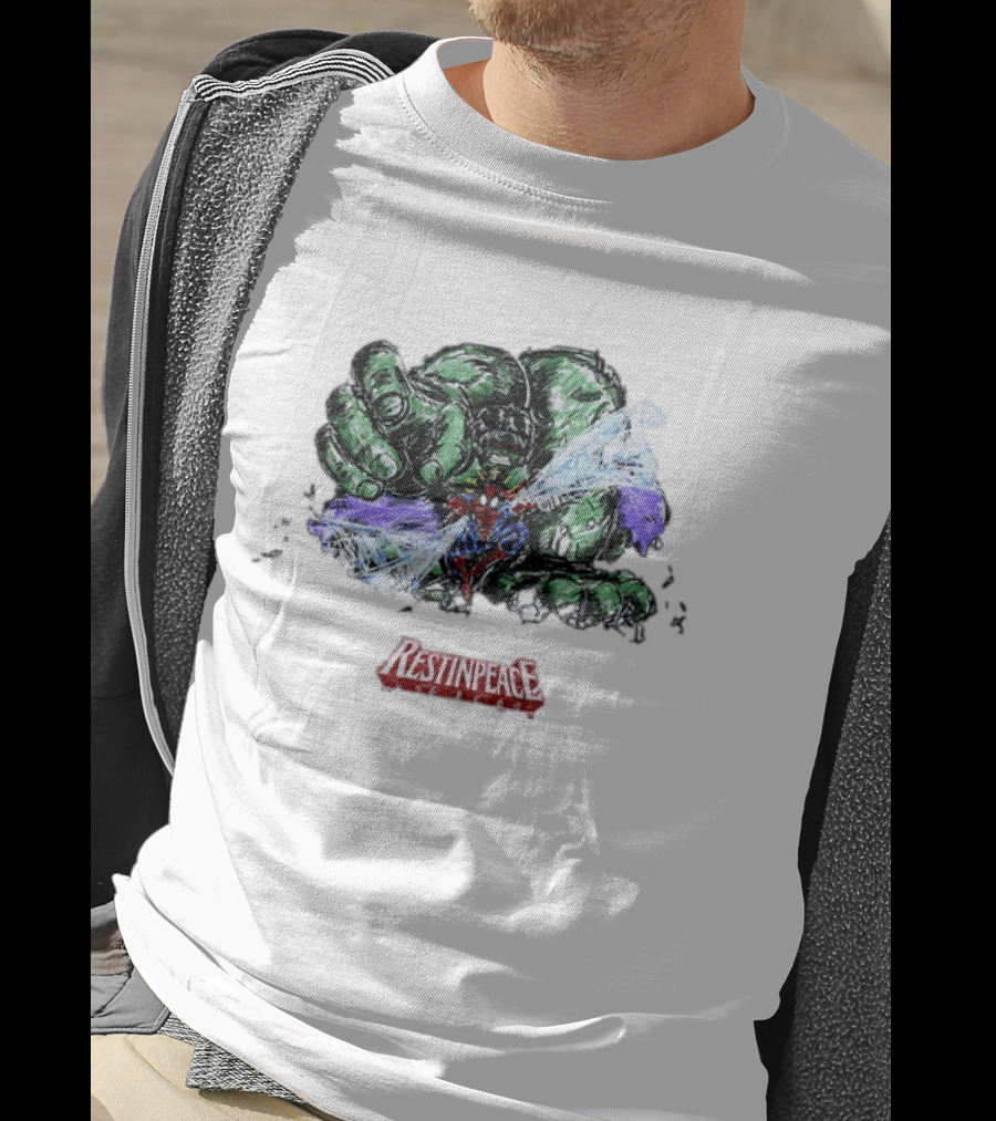 Marvel Comics Spider Man And Hulk Restinpeace Action Scene T-Shirt