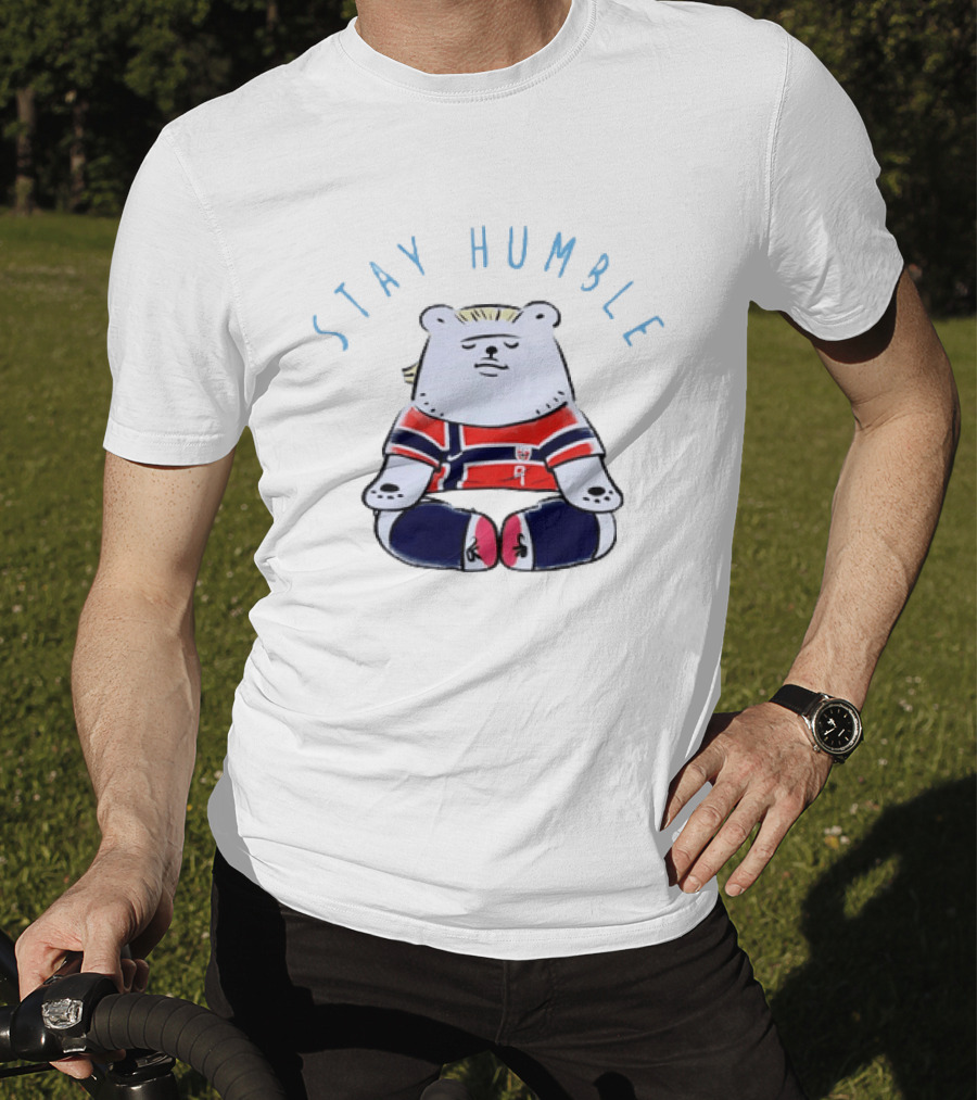 Stay Humble Meditating Bear Norway Erling Haaland Football Team T-Shirt