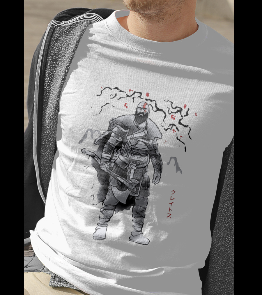 Kratos God Of War Japanese Script Omega T-Shirt