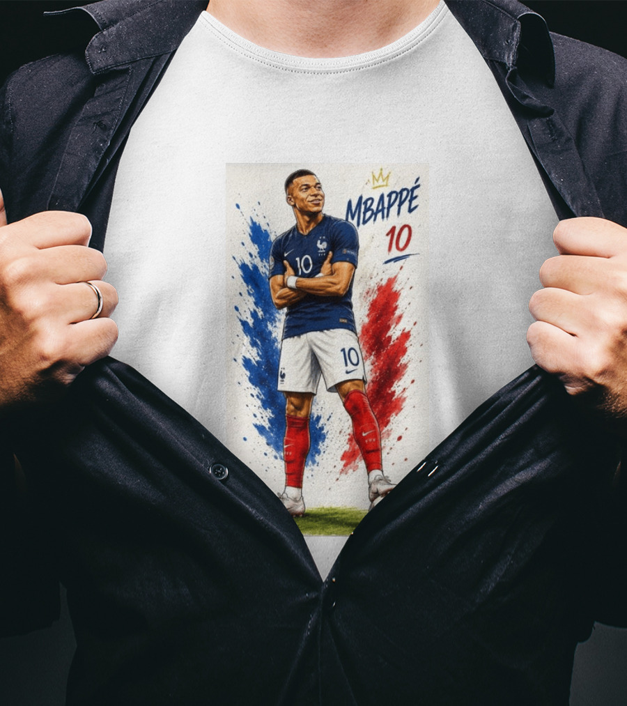 Kylian Mbappé France Soccer KM10 Caricature Star T-Shirt
