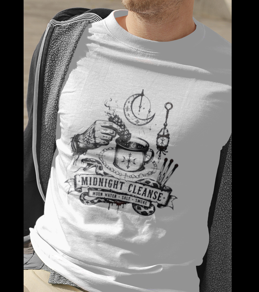Moon Water Salt Smoke Midnight Cleanse Ritual Snake Hand Smudging T-Shirt