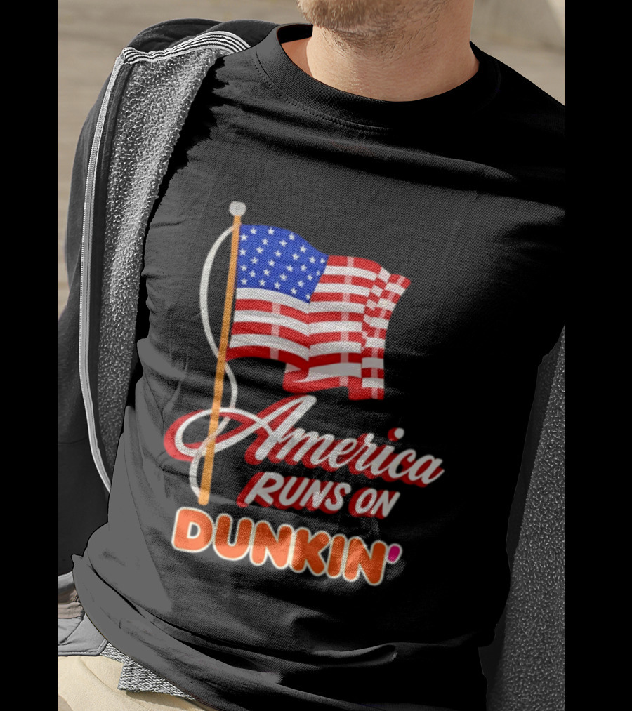 Patriotic America Runs On Dunkin' American Flag Pride T-Shirt
