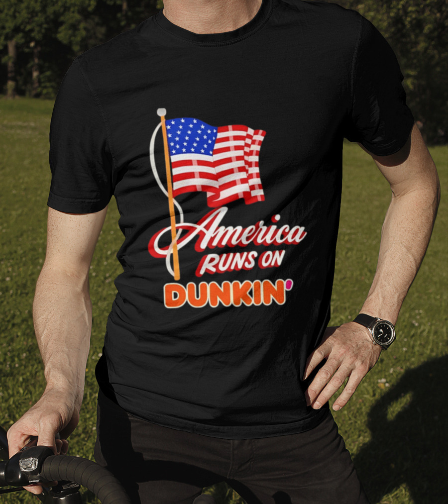 Patriotic America Runs On Dunkin' American Flag Pride T-Shirt