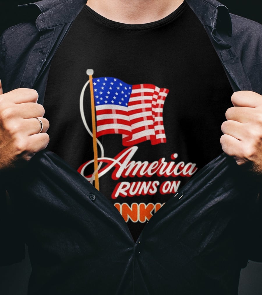 Patriotic America Runs On Dunkin' American Flag Pride T-Shirt